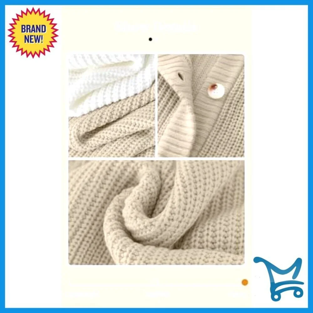 Oversized Button Front Cardigan Chunky Knit Ribbed Long Sleeve Cozy Fall